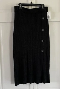 Nine West Black With Metallic Thread Rayon Blend Pencil MIDI Skirt Size S P - Picture 1 of 5