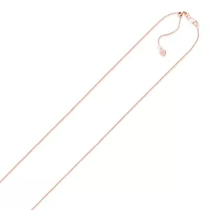Collar de cadena de cable ajustable de oro rosa 14 K de 0,9 mm de ancho 22" pulgadas de largo - Imagen 1 de 3