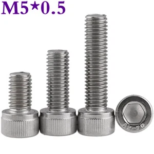 M5 -0.5 Fine Thread Stainless Steel Allen Hex Socket Head Cap Screws Bolts A2-70 - Picture 1 of 16