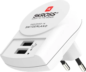 Chargeur de voyage Skross Euro USB 1.302421 double port (2 x A) - Blanc - Photo 1 sur 6