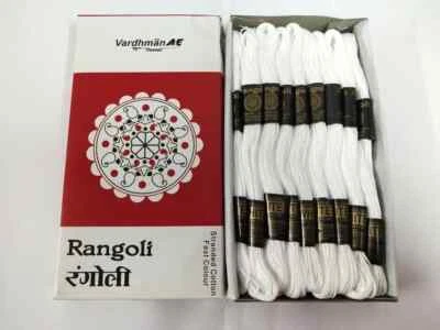 Rangoli Threads Cross Stitch Thread Stranded Cotton Floss Hand Embroidery White - Image 1 of 3