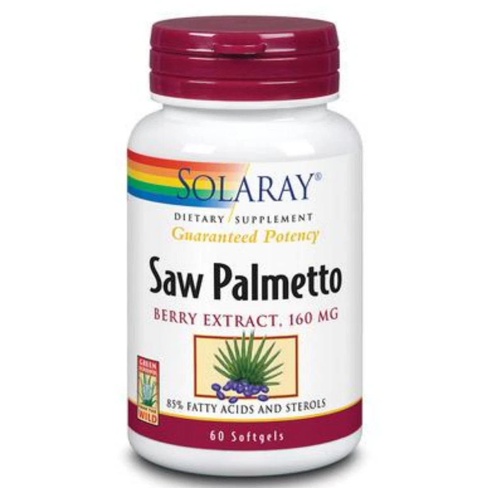 Extracto de bayas de palma de sierra de potencia garantizada Solaray, gel blando (plástico BTL) Foto 1 de 1