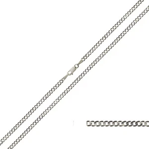 STERLING SILVER CURB CHAIN 16 18 20 22 24 30 DIAMOND CUT LINK NECKLACE GIFT BOX - Picture 1 of 60
