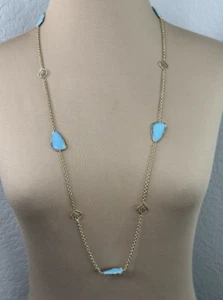 Lange Halskette Kendra Scott goldfarben Kinley Türkis Logo Station - Bild 1 von 3