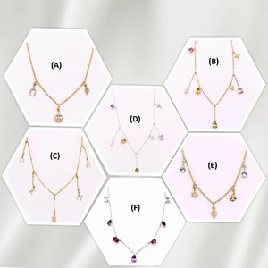 Charm Necklace 16+2" Fine 925 Silver Jewelry Multi Gemstone Necklace KN5585 - Picture 1 of 19