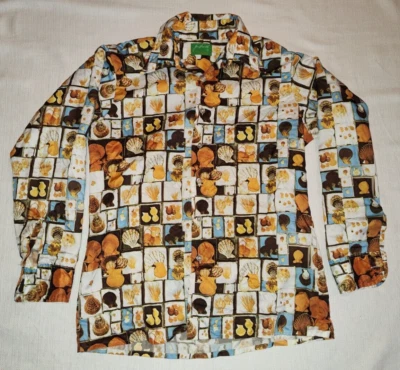 SICK Vintage Joe Namath by Arrow AOP Sea Shells Long Sleeve Disco Era Shirt L - Image 1 of 4