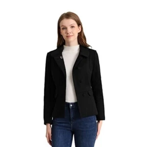 -NWT Allegra K Women's Peter Pan Collar Peacoat Short Coat - Size: XS - Picture 1 of 6