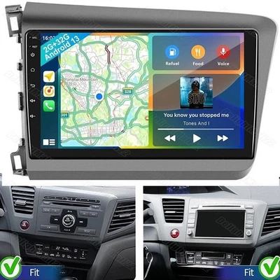 Apple CarPlay 2+32GB For Honda Civic 2012-2015 Android 13.0 Car Stereo Radio GPS - Image 1 of 4