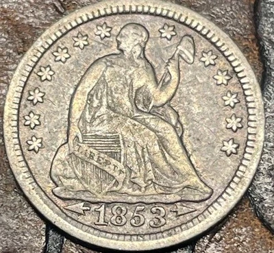 1853 Arrows Liberty Seated Half Dime USA 🇺🇸 Historic Silver Coin 🪙  - Image 1 of 4