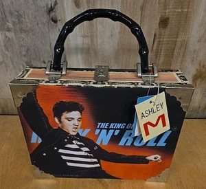 VINTAGE🎶 Elvis Presley Purse Cigar Box Wood Ashley M OFFICIAL TAG! - Picture 1 of 6