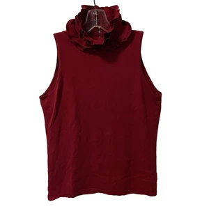 Lauren Ralph Lauren Silk Blend Sleeveless Sweater Ruffled Turtleneck Womens L - Picture 1 of 9