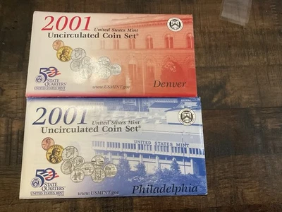 2001 P&D Mint Set Brilliant Uncirculated US with Envelopes & COAs (20 Coin Set) - Image 1 of 4