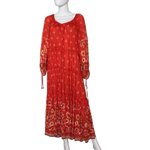 Spell & The Gypsy Collective Joni Gown Floral Campfire Red Boho Maxi Dress S - Picture 1 of 7