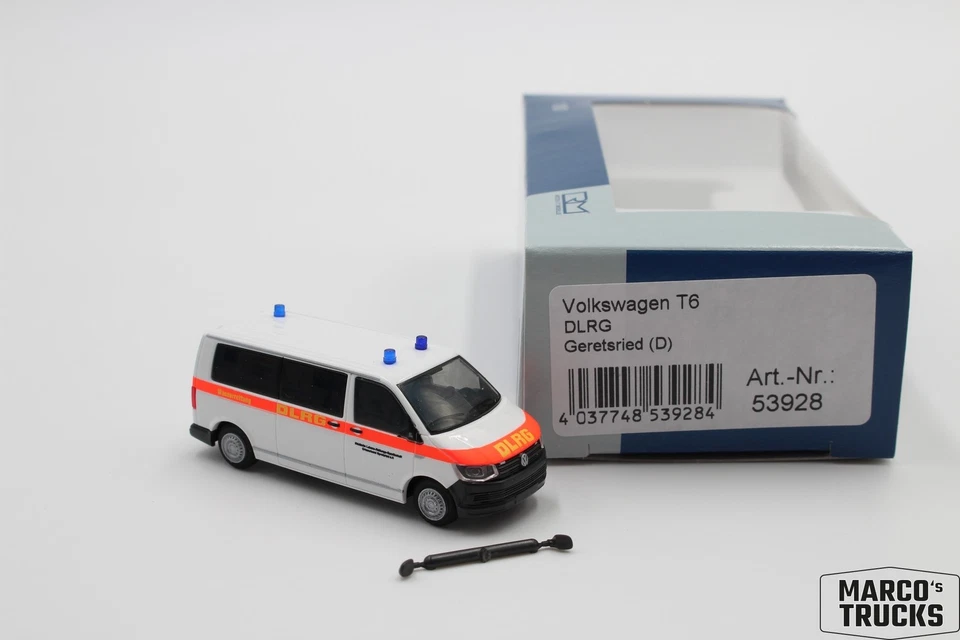 Rietze Volkswagen T6 DLRG Rescate Acuático Geretsried No. 53928 1:87 /RIN2157 Foto 1 de 1