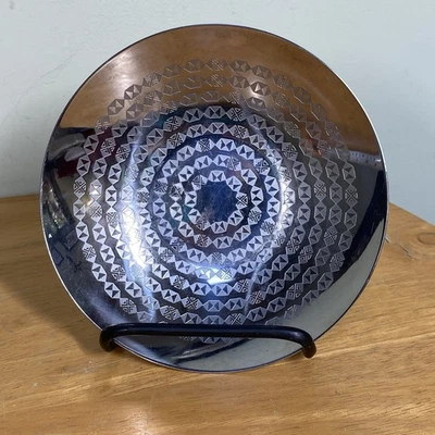 Plato de baratija de caramelo de acero inoxidable grabado vintage WMF Cromargan Alemania Foto 1 de 4