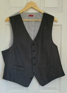 John Varvatos Gray Vest Mens XL 100% Cotton Button Up Waistcoat - Picture 1 of 8