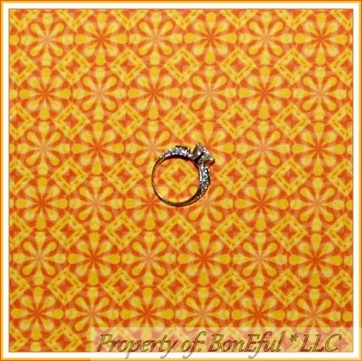 BonEful FABRIC FQ Cotton Quilt Orange Yellow Texture Flower Calico Blender Print - Image 1 of 4