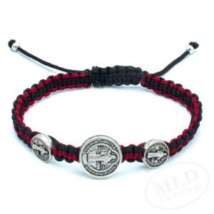 Schwarz/rot St. Benedikt Medaille Dreifaltigkeit Armband Pulsera De San Benito - Bild 1 von 4