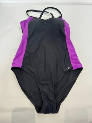 F&F Swimming Costume Padded Athletic Swimsuit Size 12 Grey Pink - Image 1 of 4