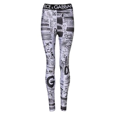 DOLCE & GABBANA Pants White Graphic HighWaist Skinny Leggings IT38/US4/XS 900usd - Image 1 of 4