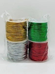 4 Rolls Metallic Elastic Stretch Cord Crafting Decorative Cord, RD/GN/GD/SIL New - Picture 1 of 3