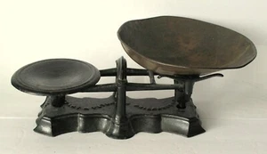 Antique Cast Iron Candy Store Balance Scale Tin Scoop Philadelphia - Picture 1 of 8