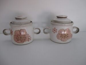 Denby Gypsy 2 Individual Covered Soup Bowls Excellent Condition