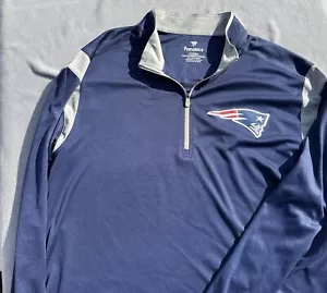New England Patriots Shirt Mens XL Fanatics Long Sleeve Half Zip NFL Blue - Picture 1 of 13