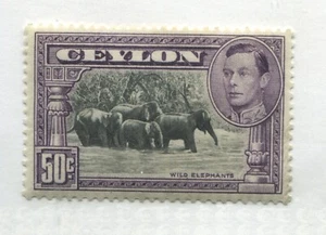 Ceylon KGVI 1938 50 cents perf 13 1/2 mint o.g hinged - Picture 1 of 1
