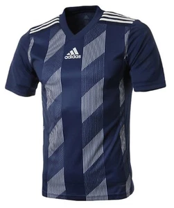Adidas Youth STRIPE 19 S/S Tee Shirt Running Training Navy Kid Top Jersey DU4397 - Picture 1 of 2