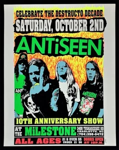 Antiseen POSTER 10th Anniversary Show Signed Lindsey Kuhn 93-27 Charlotte NC  - Picture 1 of 1