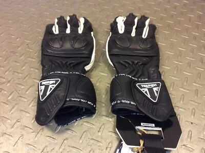 Guantes Triumph Triple Cuero Negro Blanco Hombre Pequeños MGVS20110 Foto 1 de 4