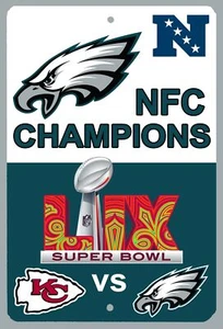 Tribute High Gloss Metal Sign Philadelphia Eagles Super Bowl 59 NFC  Champs - Picture 1 of 1