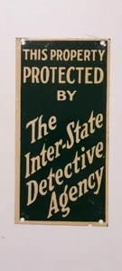 Vintage Door Push Sign Advertising Interstate Detective Agency 1930s Security - Picture 1 of 3