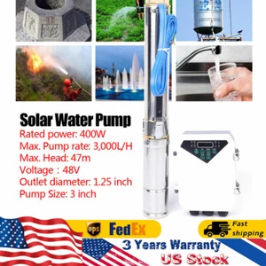 3" DC Solar Wasserpumpe Tauchpumpe Tiefbohrbrunnenpumpe 48V 400W +MPPT Regler - Bild 1 von 12