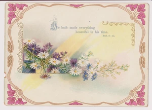 Carta religiosa floreale vittoriana citazione Bibbia 4,25" x 6" eccl. 8:11 ha fatto - Foto 1 di 2