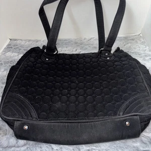 Vera Bradley große schwarze gesteppte Schnalle Beuteltasche mit Reißverschluss Fachteiler gebraucht, in einwandfreiem Zustand - Bild 1 von 4