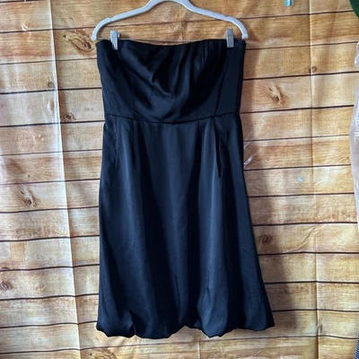 Vestido Formal Banana Republic Negro Sin Tirantes Talla 8 Dobladillo Burbuja Bolsillos Laterales Nuevo con Etiquetas Foto 1 de 4