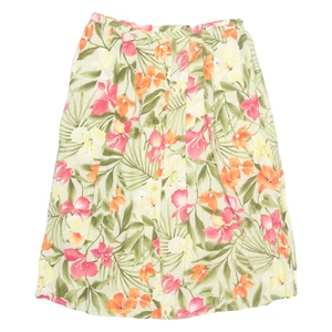 CANDA Button Down Womens A-Line Skirt Green Midi Viscose Floral UK 20 - Picture 1 of 6