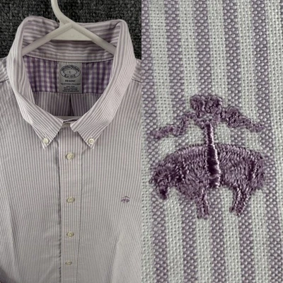 Brooks Brothers Oxford Rayas Algodón Regent No Hierro Grande OCBD Abotonado Foto 1 de 4