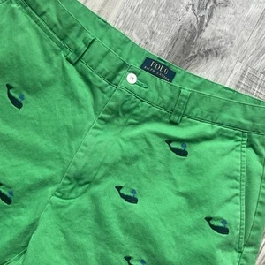 Polo Ralph Lauren Mens Size 34 Green Shorts Embroidered Whales Preppy Nautical - Picture 1 of 9