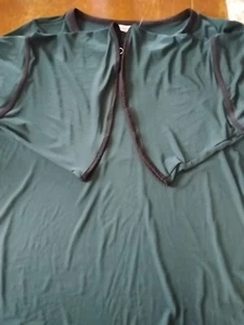 Calvin Klein Sz.3x Emerald Green W/Black Trim  Bell Sleeve Blouse - Picture 1 of 8