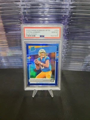 Justin Herbert 2020 Panini Donruss Optic Rookie azul Hyper PSA ¡¡Gema como nueva 10!!! Foto 1 de 4