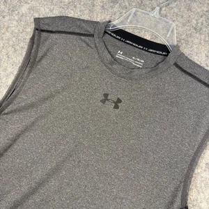 Under Armour HeatGear Men’s Compression Sleeveless Shirt Gray Black Size XL 968 - Picture 1 of 7
