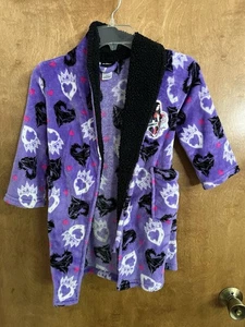 Disney Descendants 3 Girls Plush Purple Pink Black White Bathrobe Size 6 EUC - Picture 1 of 7