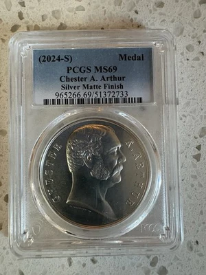 Chester A. Arthur Presidential .999 Silver Medal, PCGS MS-69 - Image 1 of 2