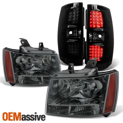 Faros luces Fit Smoked 07-14 Chevy Suburban Tahoe + lámpara trasera LED de humo negro Foto 1 de 4