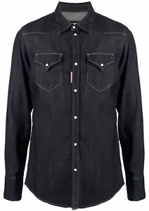DSQUARED2 MEN WESTERN HEMP DENIM SHIRT MADE IN ITALY S74DM0636S30825470 - Picture 1 of 5