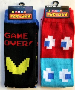 New Pac-Man RETRO Arcade Game Crew Socks Two Pair Pack Size 6-12 Adults - Picture 1 of 2