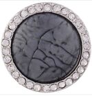 Large Gray Marbled White Rhinestone 20mm Snap Charm Button For Ginger Snaps